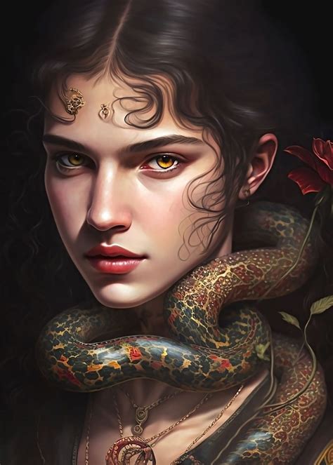 Snake Woman Poster Picture Metal Print Paint By Alex Tepetidis