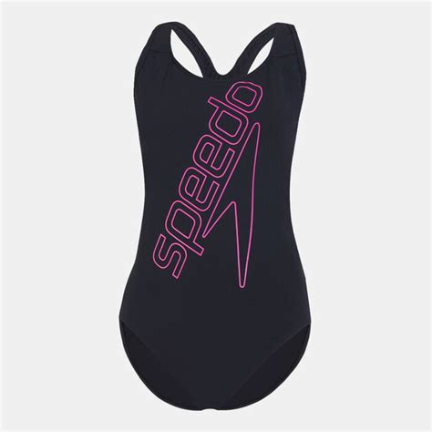 Womens Boom Logo Placement Flyback One Piece Swimsuit Black Speedo In