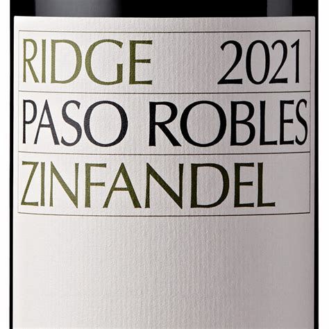 Ridge Vineyards Paso Robles Zinfandel 2021 750ml - Toast Wines by Taste