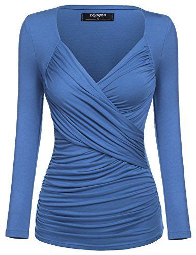 Zeagoo Damen V Ausschnitt Langarmshirt Tunika Bluse Obert Https