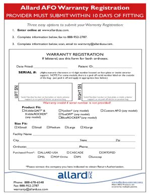 Fillable Online Fillable Online Warranty Registration Form Allard Usa