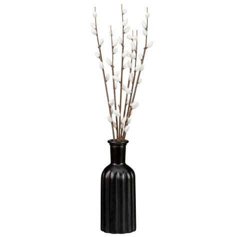 Pussy Willow In Black Vase Vases Artificial Flowers B M