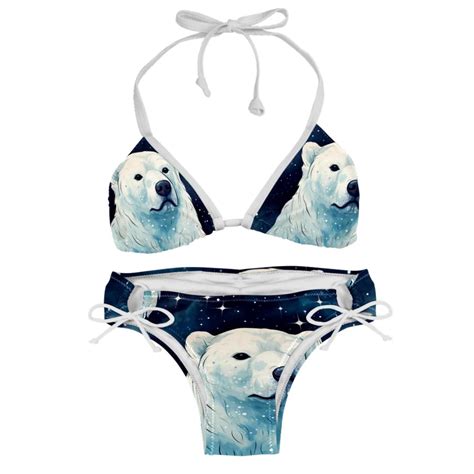 Starry Polar Bear Swim Wear Detachable Sponge Adjustable Strap Bikini