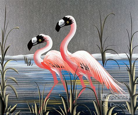 Retro Flamingos Art Print At