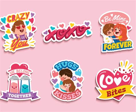 Valentines Day Stickers Set Vector Art And Graphics