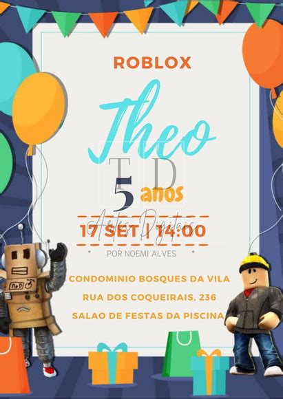 Convite Digital Aniversário Roblox Elo7 Produtos Especiais