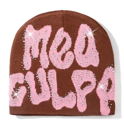 MEA Culpa Beanies Hat With Rhinestone For Women Men Y2k Beanies Hats