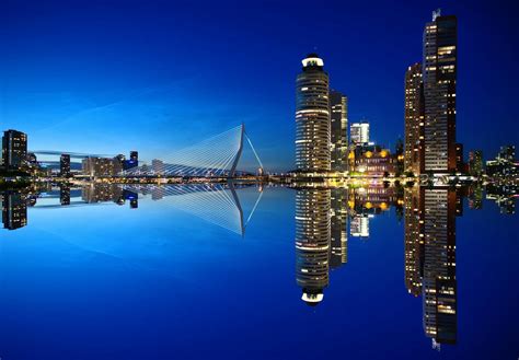 Mirrored Image Of High Rise Buildings And Bridge · Free Stock Photo