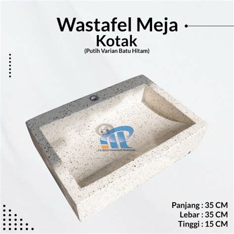 Promo Wastafel Teraso Tipe Meja Kotak T X X Cm Putih Varian Batu