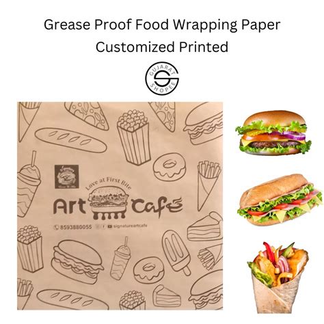 Customized Printed Food Wrapping Grease Proof Paper Sheet 50 X 75 Cm