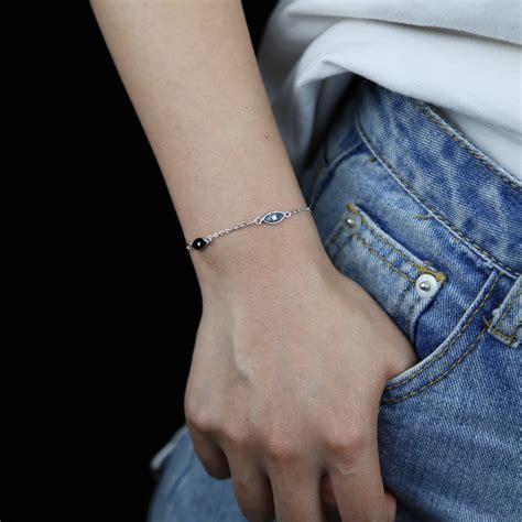 Pulsera De Cadena De Eslabones Para Mujer De Plata De Ley Amuleto