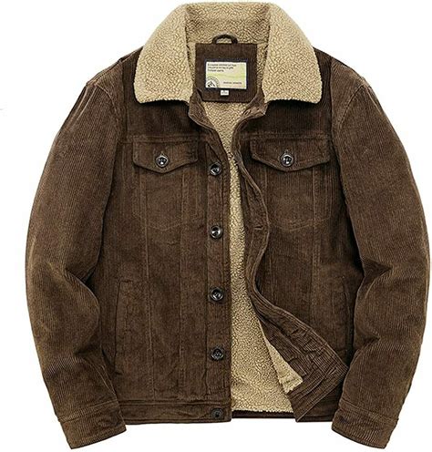 Utcoco Mens Vintage Fleece Sherpa Lined Corduroy Denim Trucker Jackets