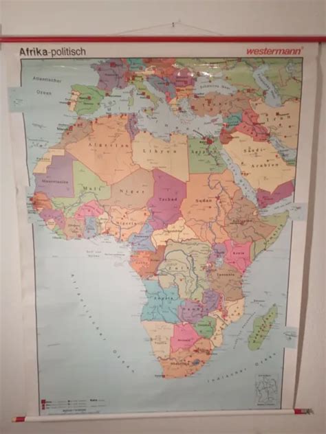 Schulwandkarte Rollkarte Afrika Politisch Retro Vintage Wandkarte