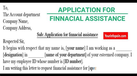 Letter For Financial Assistance Financial Assistance Request