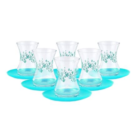 Turkish Tea Glasses - Set of Six - Turquoise