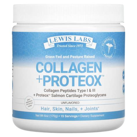 Lewis Labs Collagen Proteox（コラーゲン＋プロテオックス）、プレーン、170g（6オンス）