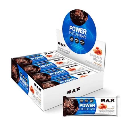 Barra de Proteína Power Protein Bar 90g 8 unidades Max Titanium