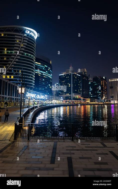 Dubai Uae January Dubai Skylines At Night Stock Photo Alamy