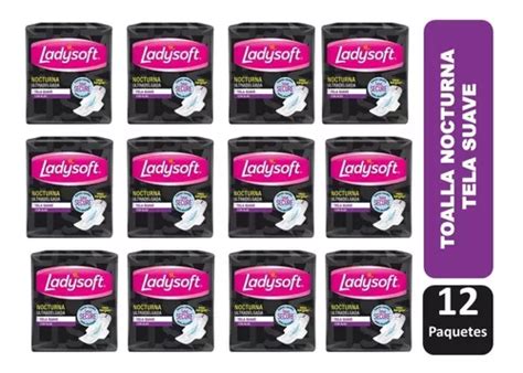 Pack X 12 Toallas Higienicas Ladysoft Nocturna Tela Suave MercadoLibre