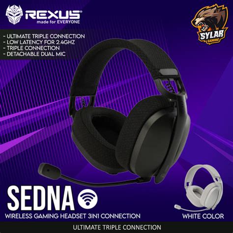 Jual Rexus Daxa Sedna Wireless Gaming Headset 3in1 Connection Hitam