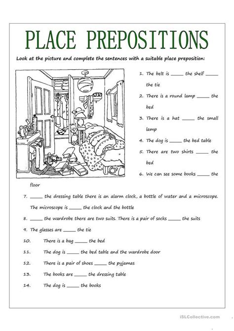 Spanish Prepositions Worksheet