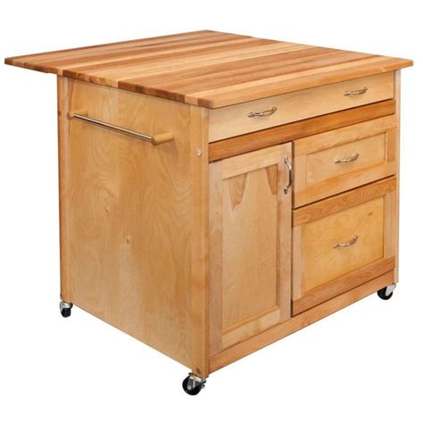 Catskill Craftsmen In Wide Butcher Block Kitchen Island With Deep