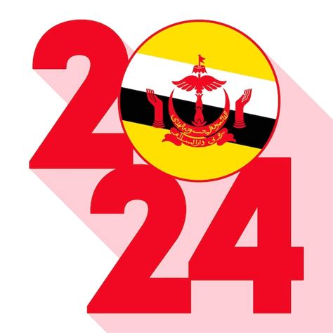 Feliz Ano Novo 2024 Bandeira De Sombra Longa A Bandeira De Brunei