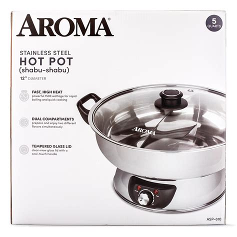 Get Aroma Stainless Steel Dual Sided Electric Hot Pot 5Qt ASP 610 Delivered Weee Asian Market