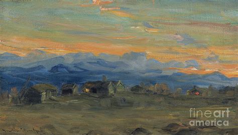 Mountain Farm In Evening Light Painting By Gustav Wentzel Fine Art