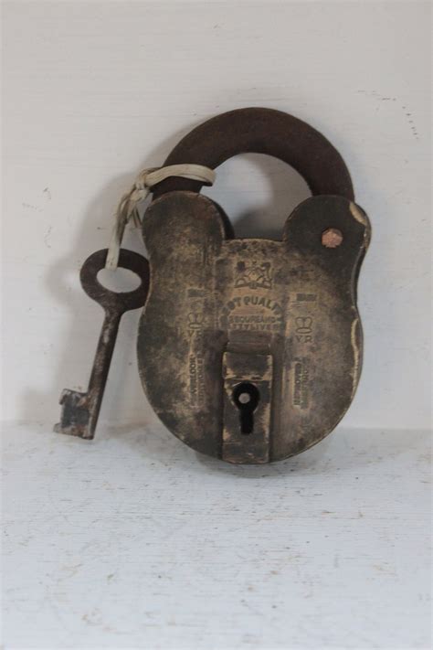 Vintage Old Iron Padlock, Brass Fitted Iron Lock & Key, Antique Lock, Rare Collectible Door Lock ...