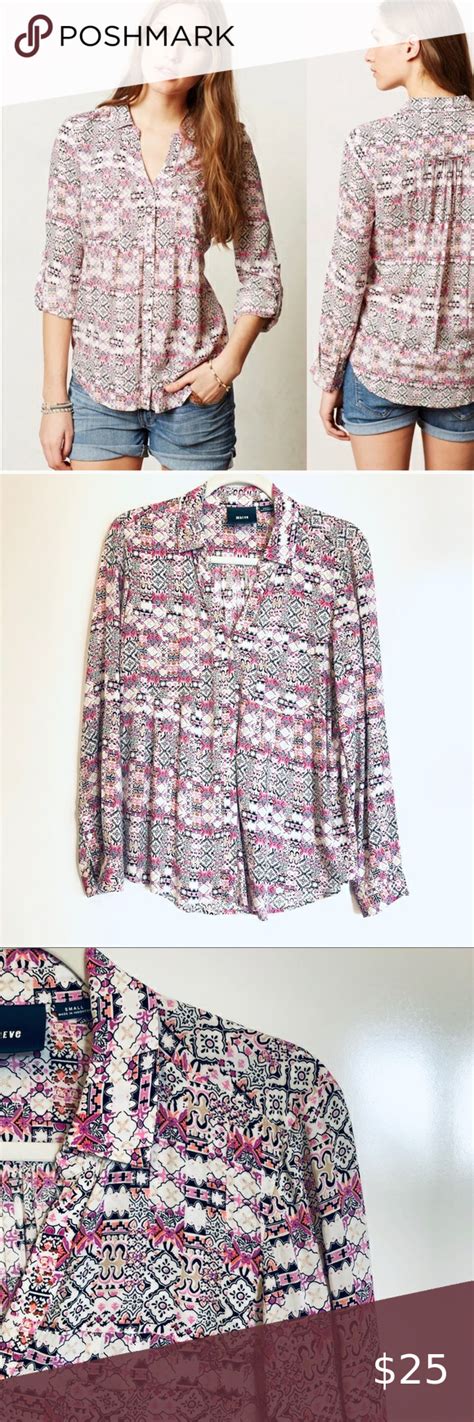 Anthropologie Maeve Islet Pink Button Down Top Clothes Design