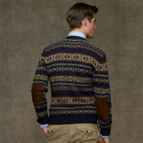 Polo Ralph Lauren Men Vintage Fair Isle Nordic Knit Sweater Cardigan