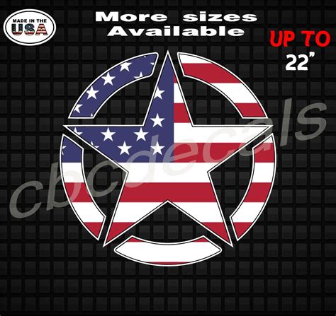 American Flag Jeep Wrangler Star Decal Stickers | Jeep Star Decals ...