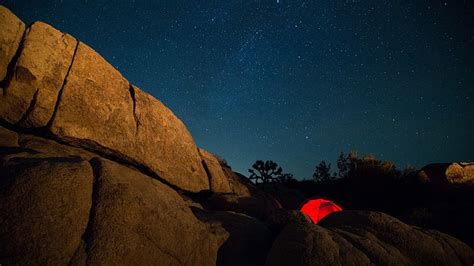 HD Wallpaper Orange Tent Light Mountains Night Canada Journey