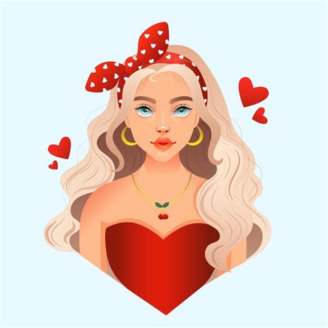 Illustration D Une Belle Fille Blonde Amoureuse En Dessin Vectoriel