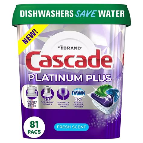 Cascade Platinum Plus Actionpacs Dishwasher Detergent Pods Fresh Scent