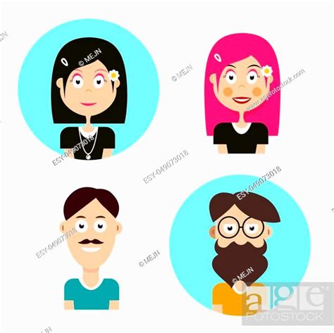 Man And Woman Avatars Vector People Characters Men And Women Icons