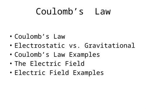 Pptx Coulombs Law Electrostatic Vs Gravitational Coulombs Law