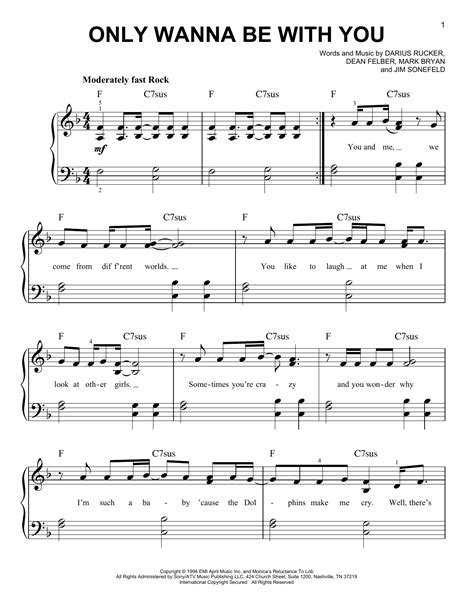 Hootie & The Blowfish - Only Wanna Be With You sheet music