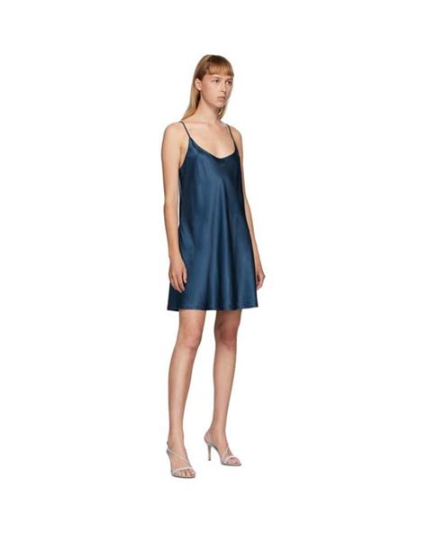 La Perla Navy Silk Slip Short Dress In Blue Lyst