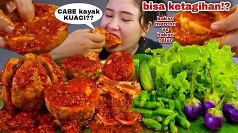 PEDAS MENYALA BAKSO SAMBAL MERCON EKSTRA CABE RAWIT LALAPAN MENTAH