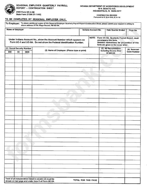 Form Uc 5 Se Seasonal Employer Quarterly Payroll Report