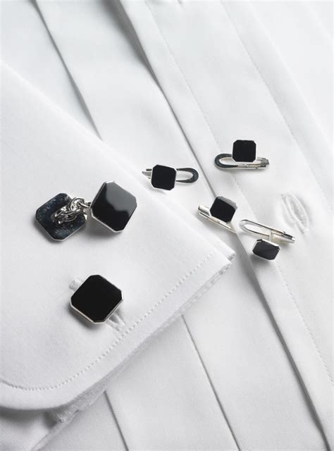 Sterling Silver Black Enameled Cufflink And Stud Sets The Ben Silver