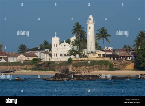 Sri Lanka, Port city of Galle. Coastal view of Galle Lighthouse aka Pointe de Galle Light ...