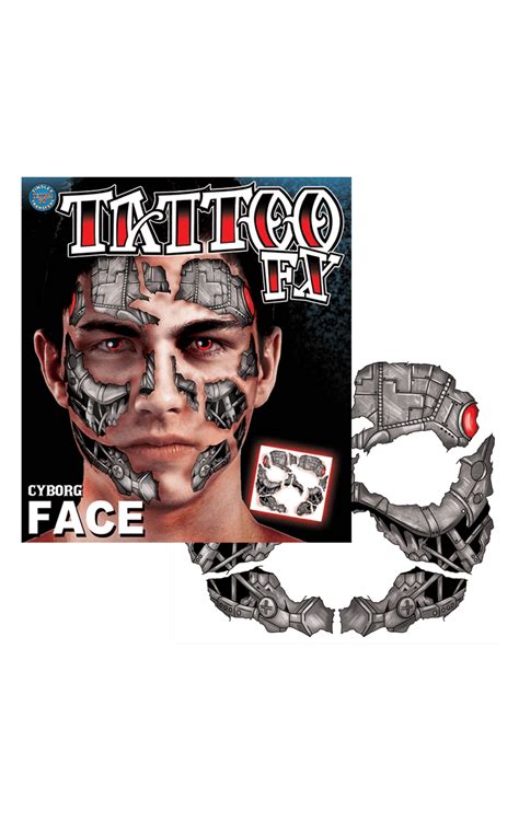 Cyborg Face Tattoo Accessory – Angels Fancy Dress Warehouse