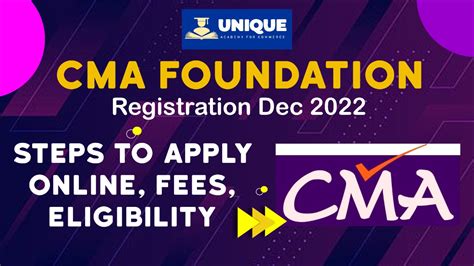 CMA Foundation Registration Dec 2022 Steps To Apply Online Fees