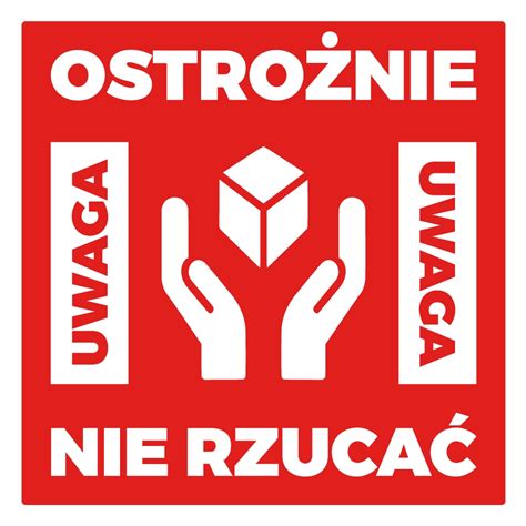 Etykiety ostrzegawcze OSTROŻNIE NIE RZUCAĆ 50x50mm 1000 szt naklejki