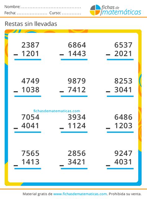 Restas Sin Llevar Descarga Cuaderno Pdf Con Restas Para Primaria