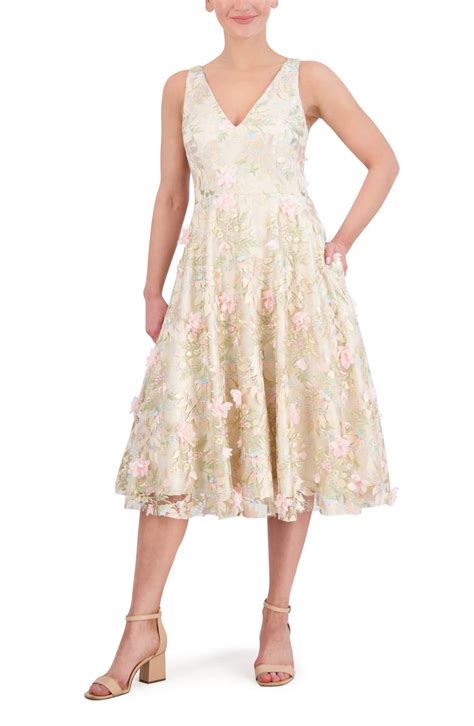 Eliza J Floral Appliqué Fit And Flare Cocktail Dress Nordstrom