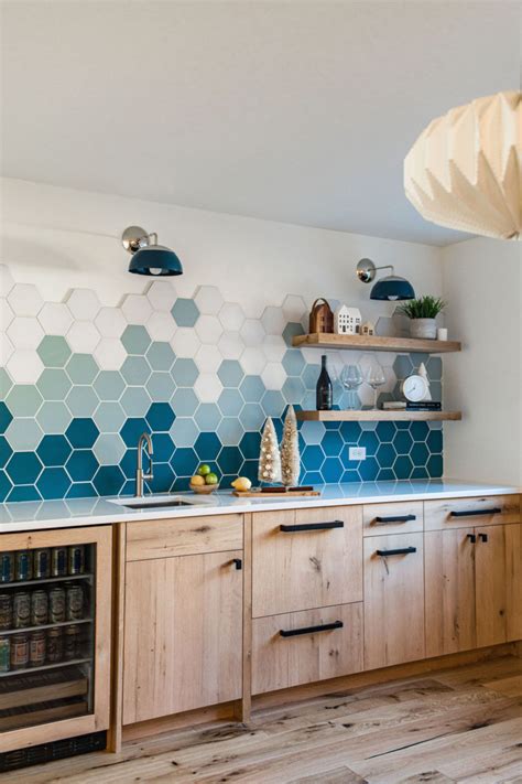 Ombre Hexagon Backsplash Fireclay Tile Fireclay Tile